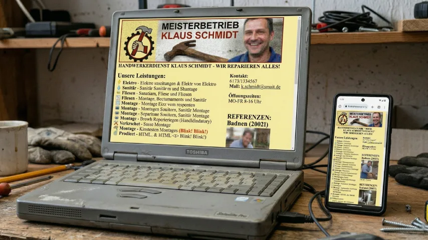 Beispiel einer veralteten Handwerker-Webseite
