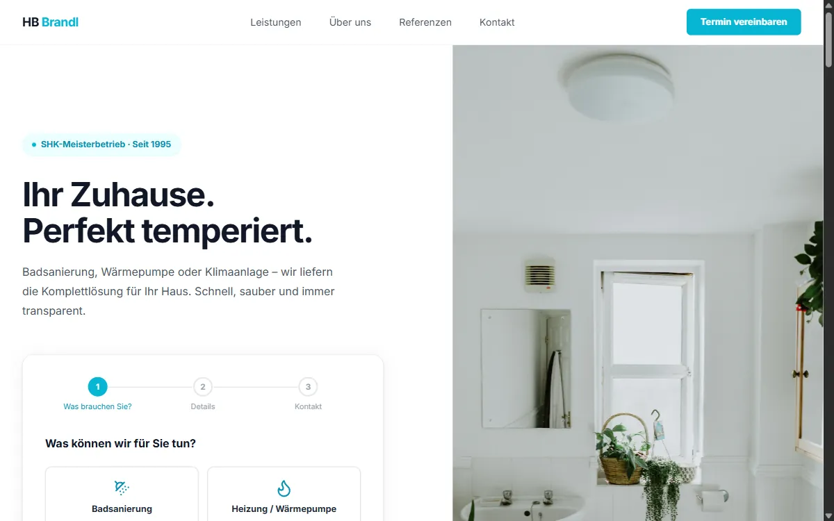 Moderne Handwerker-Webseite